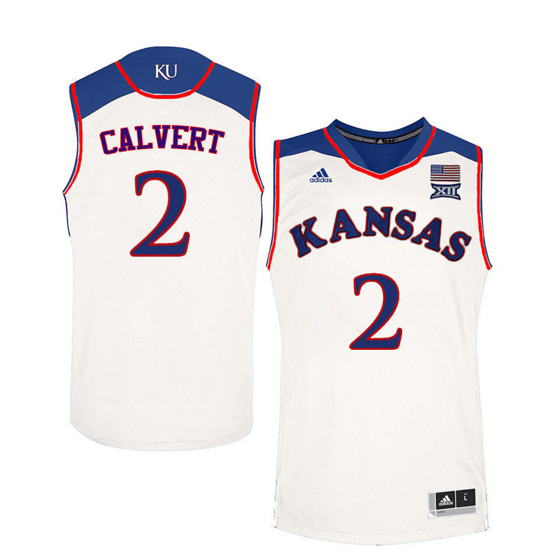 Men Kansas Jayhawks #2 McKenzie Calvert College Basketball Jerseys-White